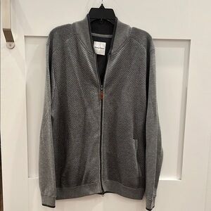 Tommy Bahama Gray Textured Cotton Modal Wool Zip Up Jacket